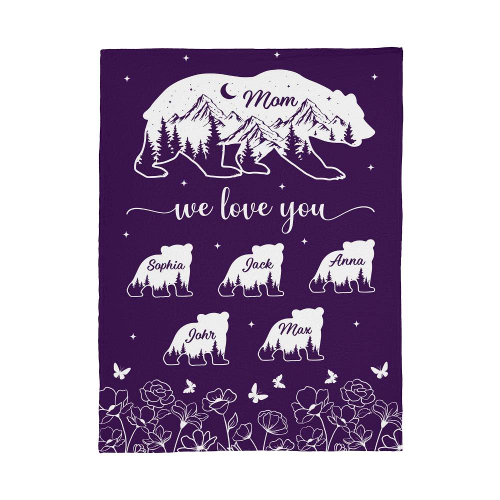 Custom Family Bear Throw Blanket
