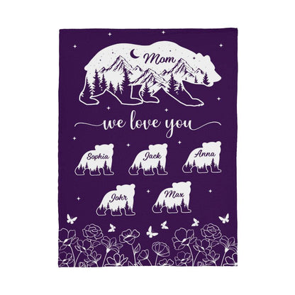 Custom Family Bear Throw Blanket
