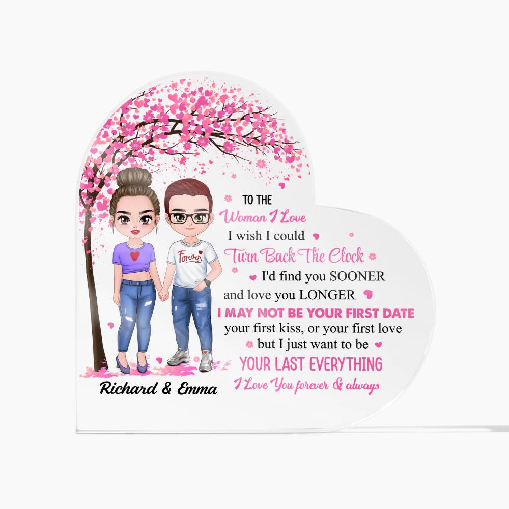 Personalized Valentine Heart Acrylic Plaque – Custom Couple Name &amp; Clipart Romantic Gift for Girlfriend, Wife or Partner