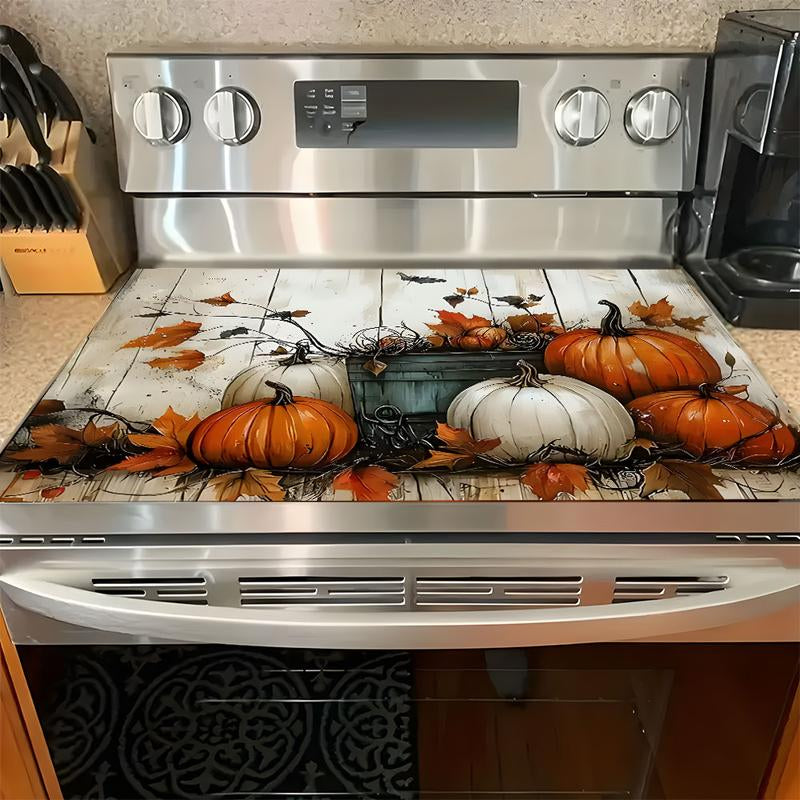 Soft Gas Stove Panel Protector Pad, Pumpkin Kitchen Design, Scratch Resistant, Easy Clean, Multi-Purpose Cover for Any Kitchen