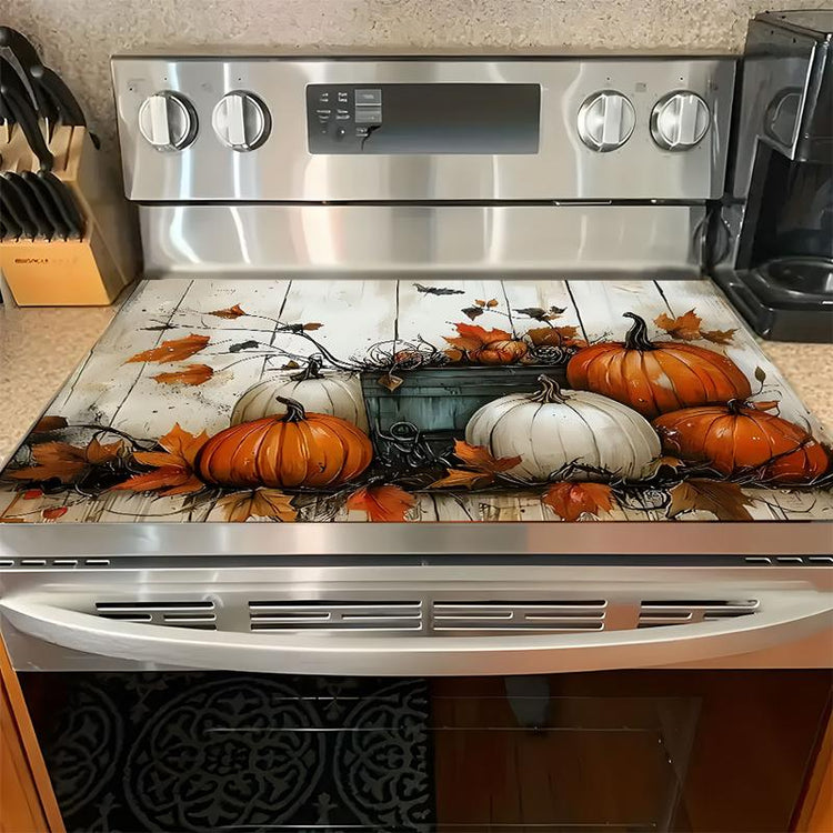 Soft Gas Stove Panel Protector Pad, Pumpkin Kitchen Design, Scratch Resistant, Easy Clean, Multi-Purpose Cover for Any Kitchen