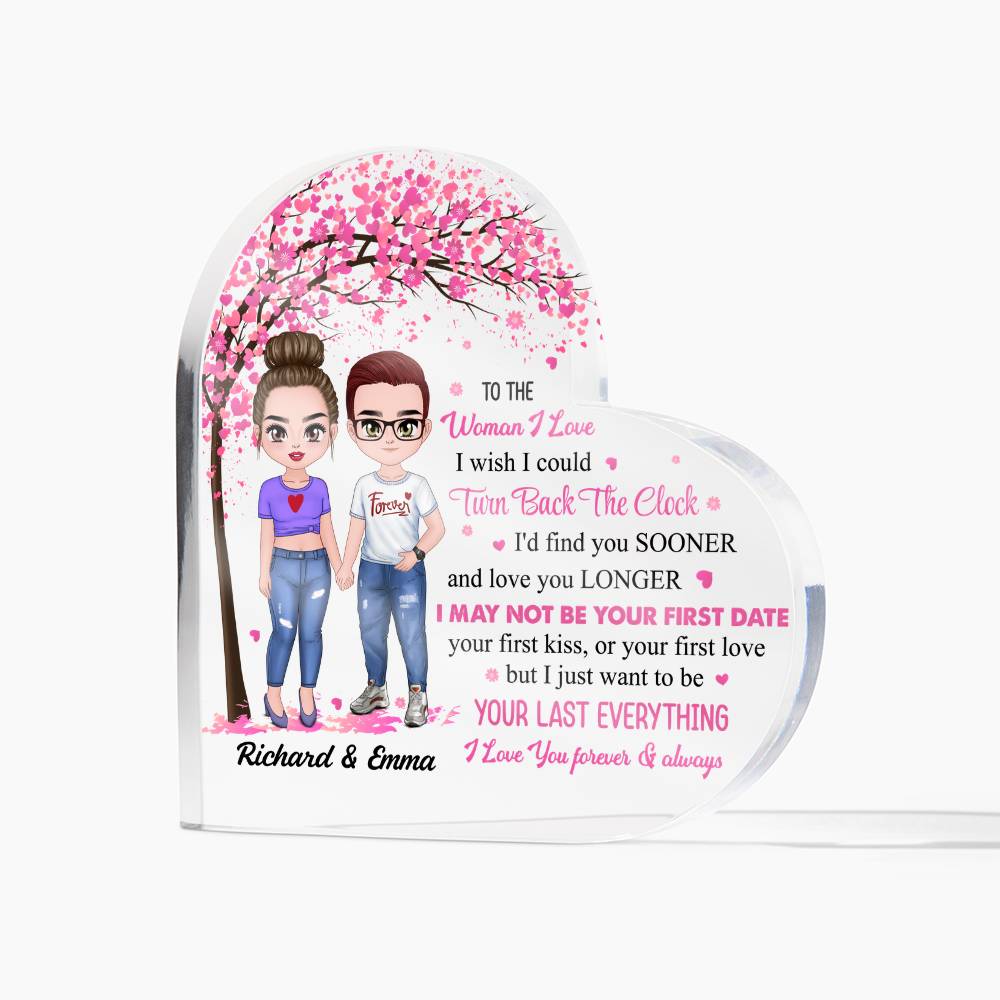 Personalized Valentine Heart Acrylic Plaque – Custom Couple Name &amp; Clipart Romantic Gift for Girlfriend, Wife or Partner