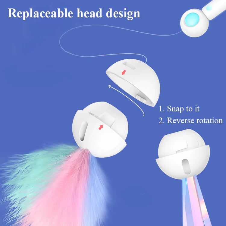 Cat Toy Interactive Funny Tassel Feather Stick Pet Toys for Kitten Colored Stretchable Cat Playing Teaser Wand Toy Pet Supplies