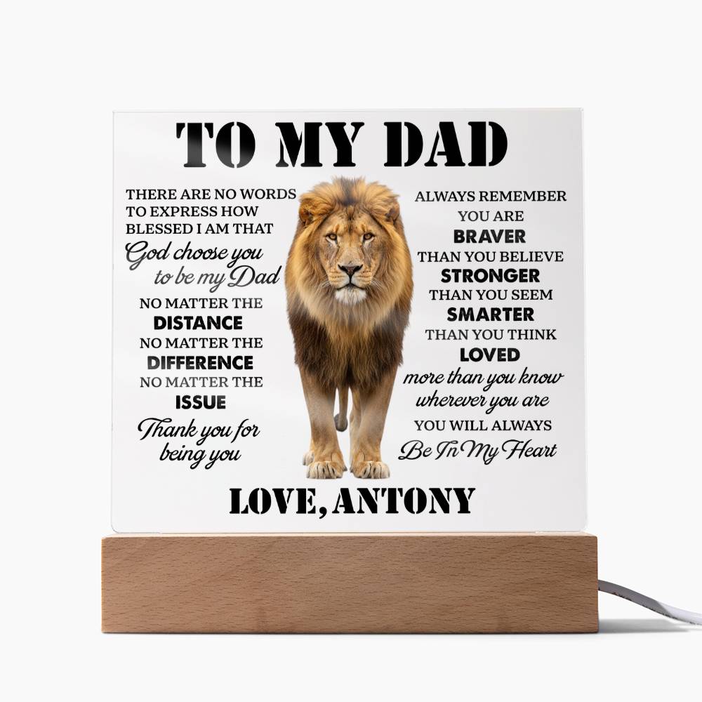 Personalized To My Dad LED Night Light Plaque - Emotional Father&
