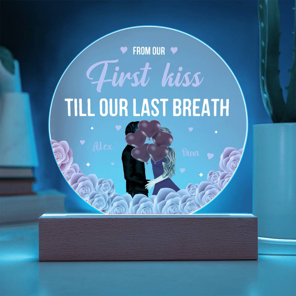 Personalized Valentine LED Acrylic Circle Plaque – Custom Names and Date Romantic Couple Gift