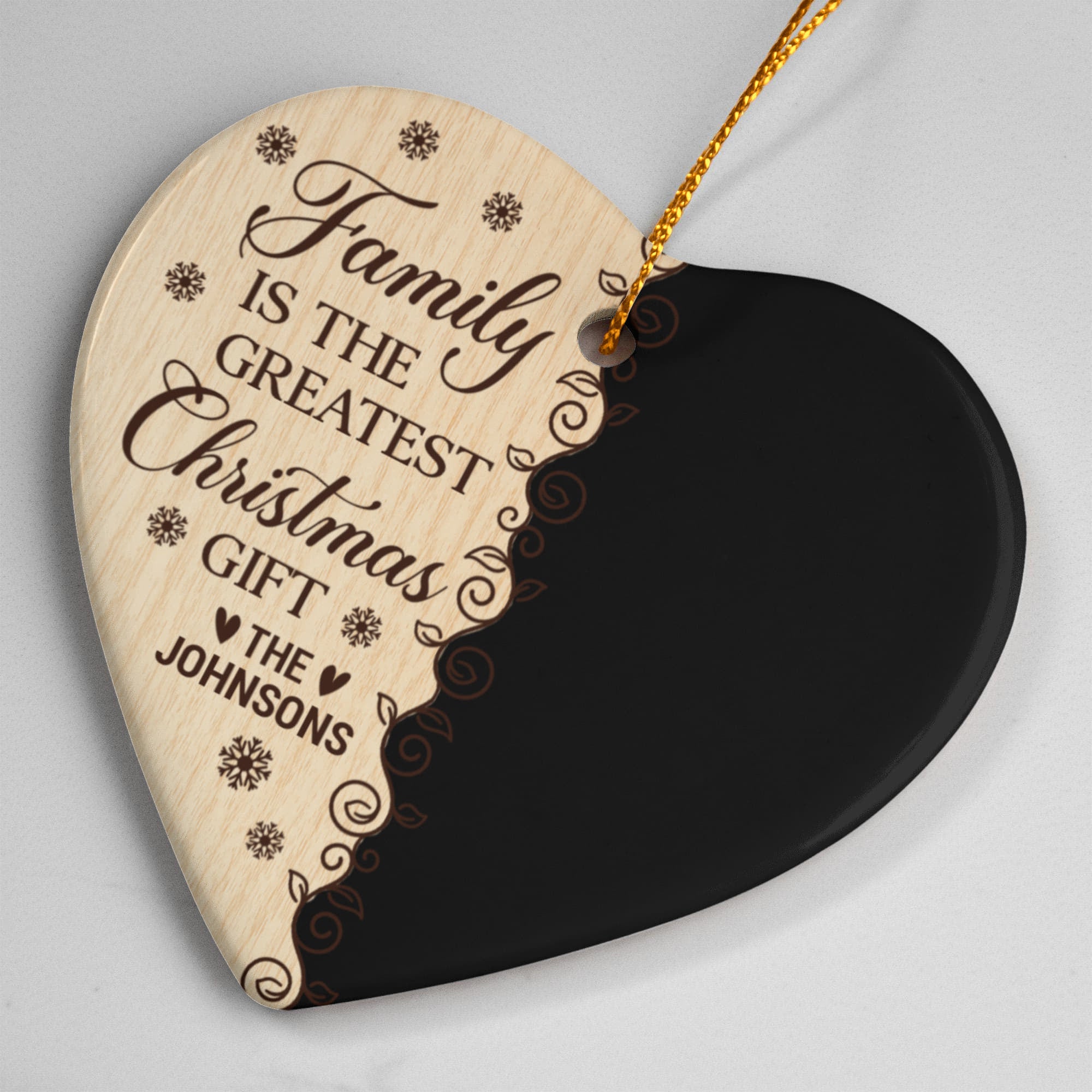 Personalized Family Photo Heart Ornament – Custom Family Name Ceramic Christmas Ornament, Holiday Keepsake for Parents &amp; Grandparents