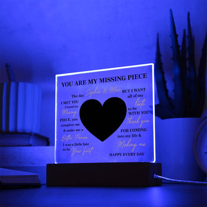 Personalized Valentine Photo LED Acrylic Plaque – Custom Names &amp; Picture Heart Light-Up Gift for Couples