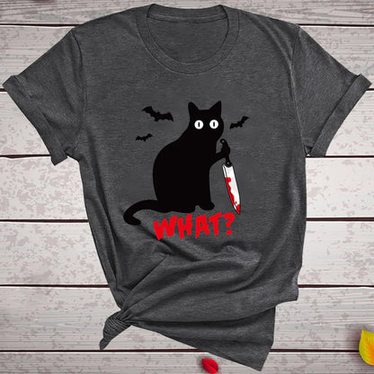 Cat T-Shirt with Blood Dagger Design