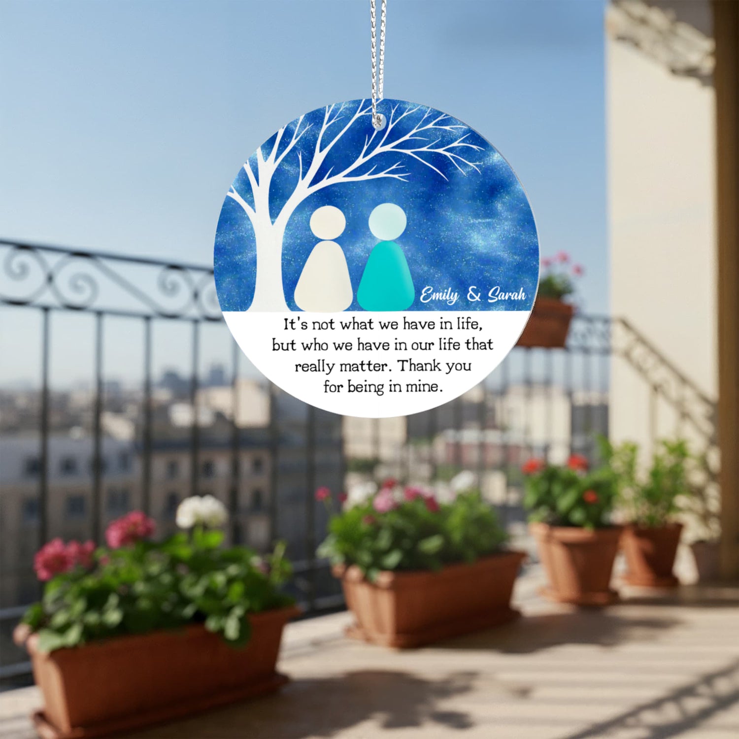 Personalized Best Friend Christmas Ornament – Custom Names Friendship Keepsake, “Thank You for Being in Mine” Gift