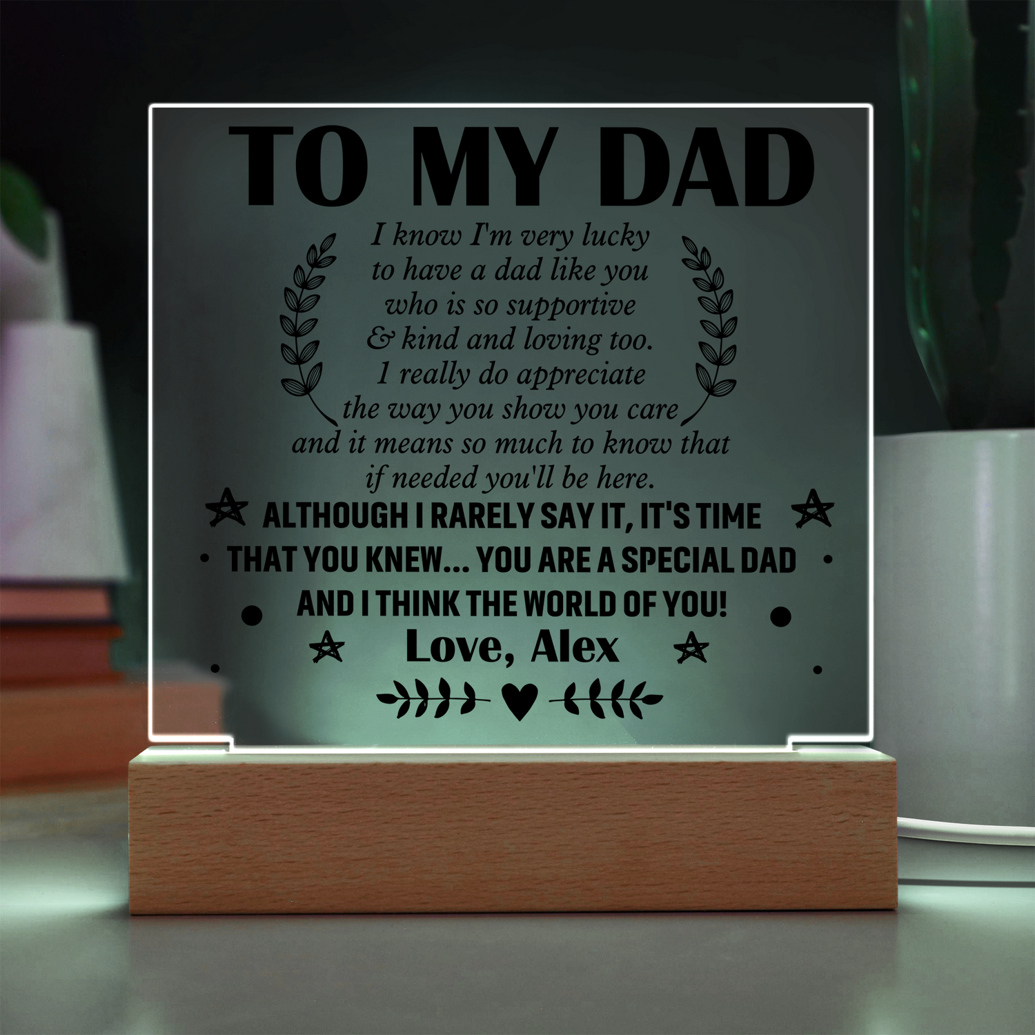 Personalized To My Dad LED Night Light Plaque - Emotional Father&
