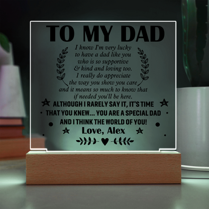 Personalized To My Dad LED Night Light Plaque - Emotional Father&
