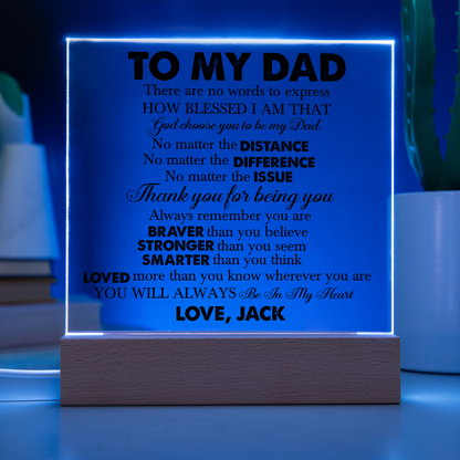 Meaningful dad keepsake light plaque

