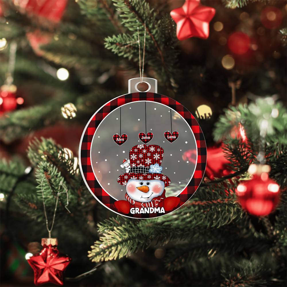 Custom 1–8 Name Christmas Bulb Acrylic Ornament – Personalized Heart Family Names