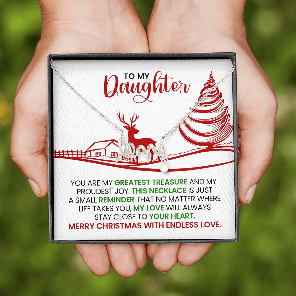 Scripted Love Necklace for Daughter – Meaningful Christmas Gift from Mom or Dad, Heartfelt Message Jewelry Keepsake