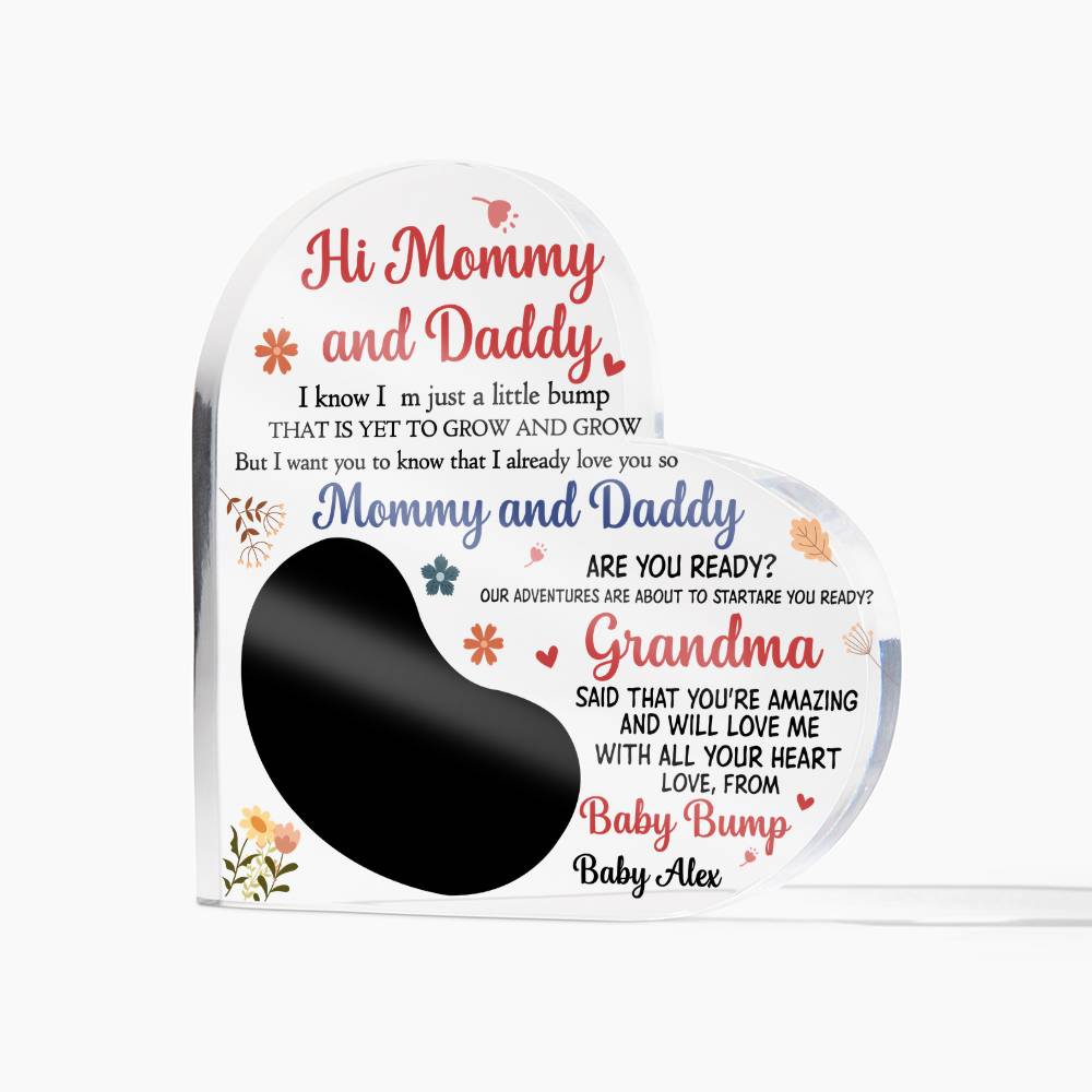 Pregnancy Announcement Acrylic Plaque – Hi Mommy &amp; Daddy Baby Reveal Gift with Ultrasound Photo