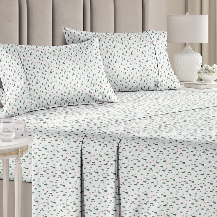 CGK Holiday 4-Piece Sheet Set – Soft Microfiber Bedding, Deep Pocket Wrinkle-Free Festive Christmas Sheets, Trees, Candy Canes, Reindeers