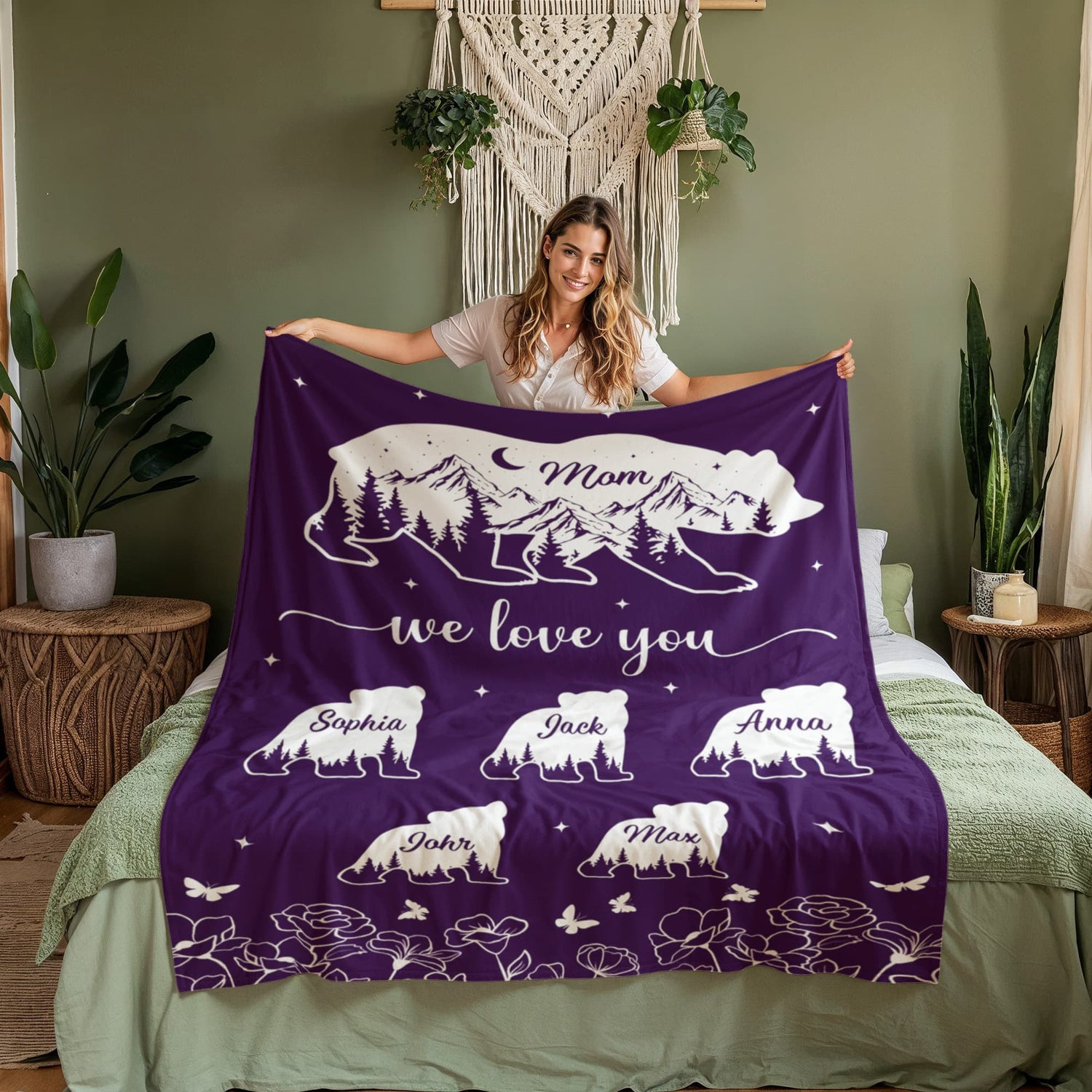 Personalized Family Bear Blanket