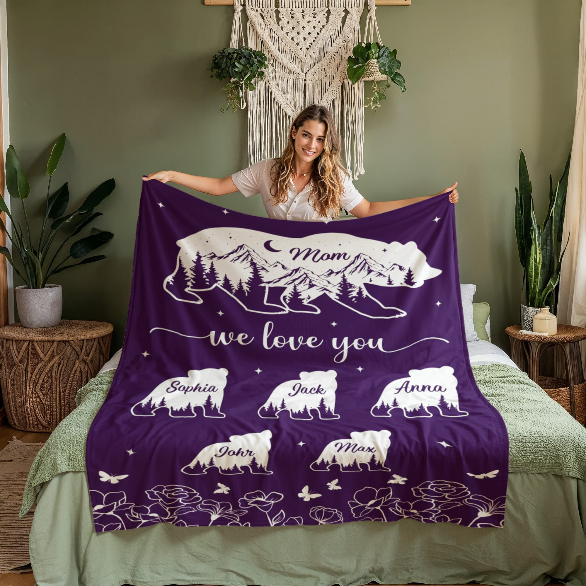 Personalized Family Bear Blanket