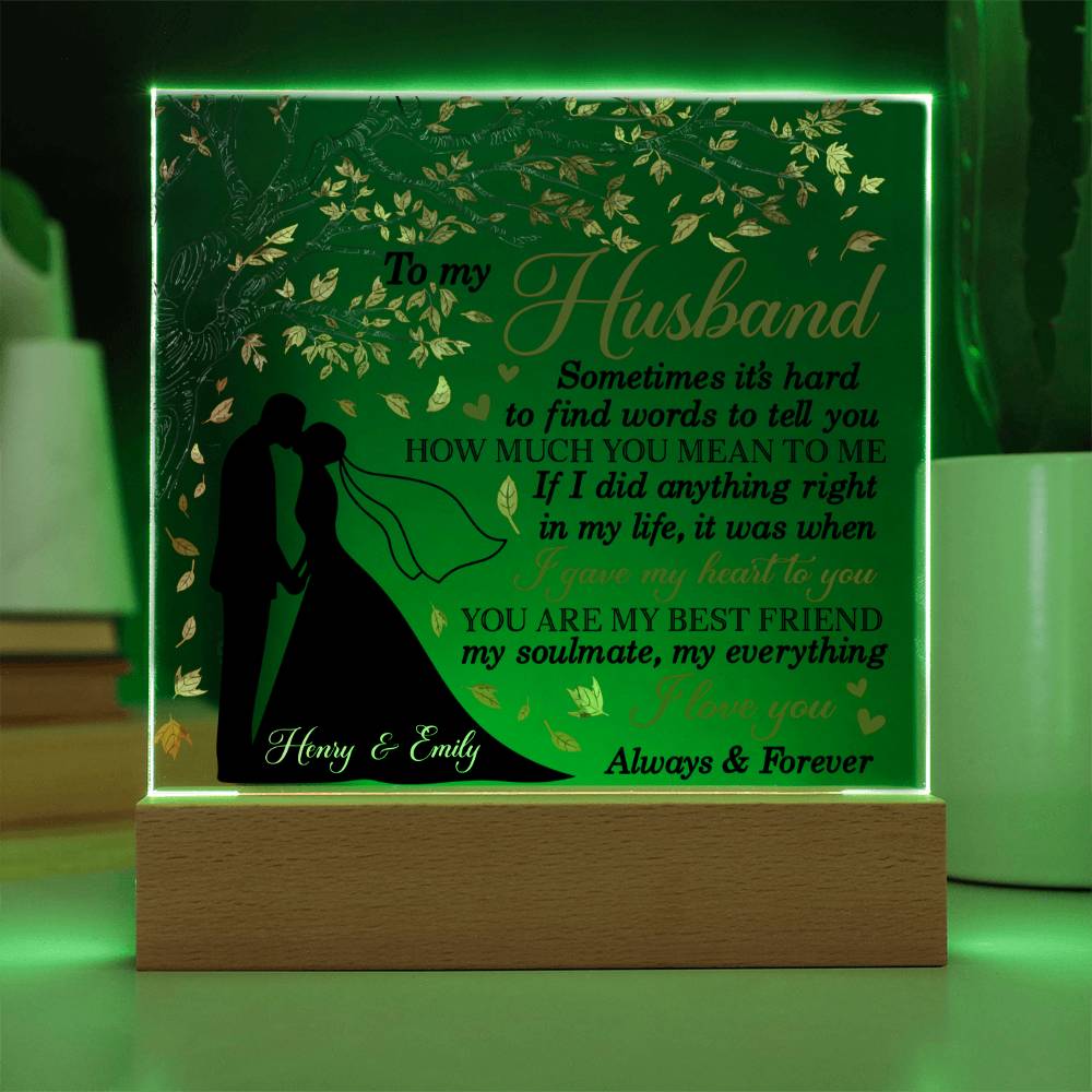 Custom name LED plaque for husband