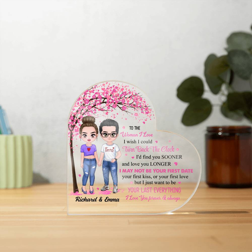 Personalized Valentine Heart Acrylic Plaque – Custom Couple Name &amp; Clipart Romantic Gift for Girlfriend, Wife or Partner
