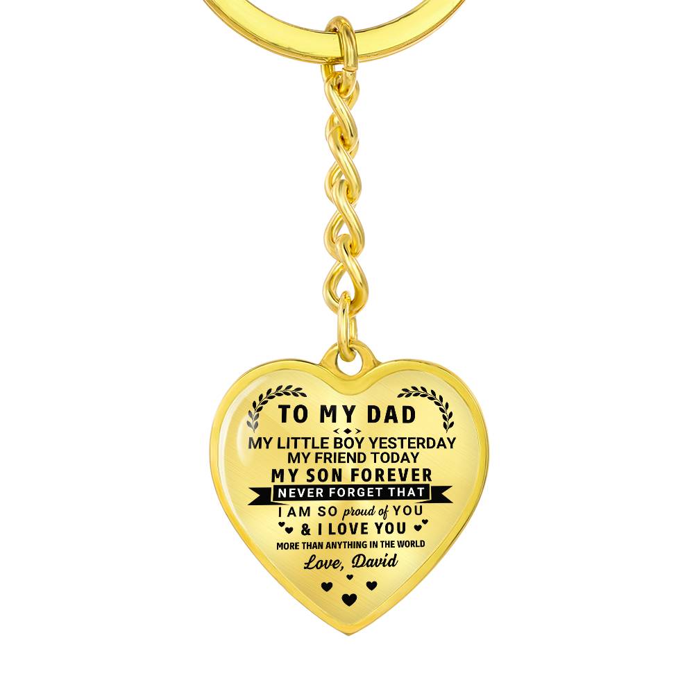 To My Dad Heart Keychain Gift from Son, My Son Forever Personalized Keepsake Gift