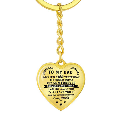 To My Dad Heart Keychain Gift from Son, My Son Forever Personalized Keepsake Gift