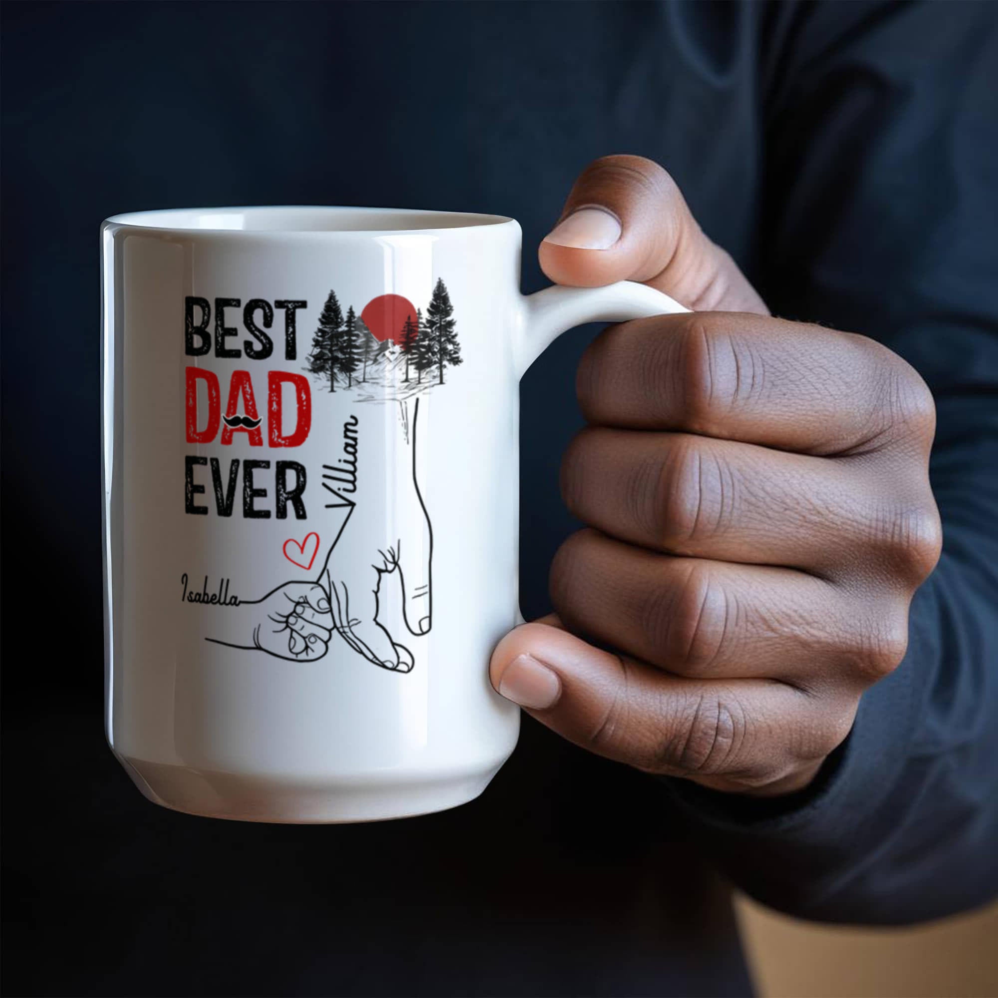 Best Dad Ever Personalized Mug – Custom Dad Coffee Mug with Kids Names, Father’s Day Gift from Kids