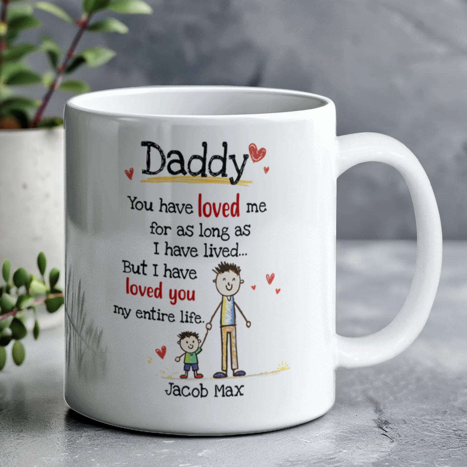 Daddy Personalized Mug from Kids – Custom Dad Coffee Mug with Kids Names, Sentimental Father’s Day Gift for Daddy