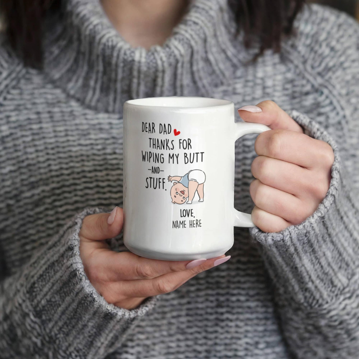 Funny Dad Mug from Baby – Personalized Thank You Dad Mug, New Dad Gift, First Father’s Day Coffee Mug