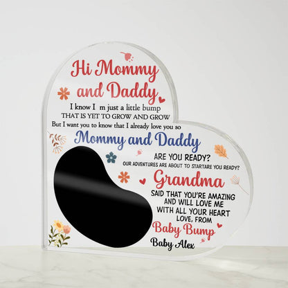 Pregnancy Announcement Acrylic Plaque – Hi Mommy &amp; Daddy Baby Reveal Gift with Ultrasound Photo