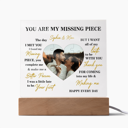 Personalized Valentine Photo LED Acrylic Plaque – Custom Names &amp; Picture Heart Light-Up Gift for Couples