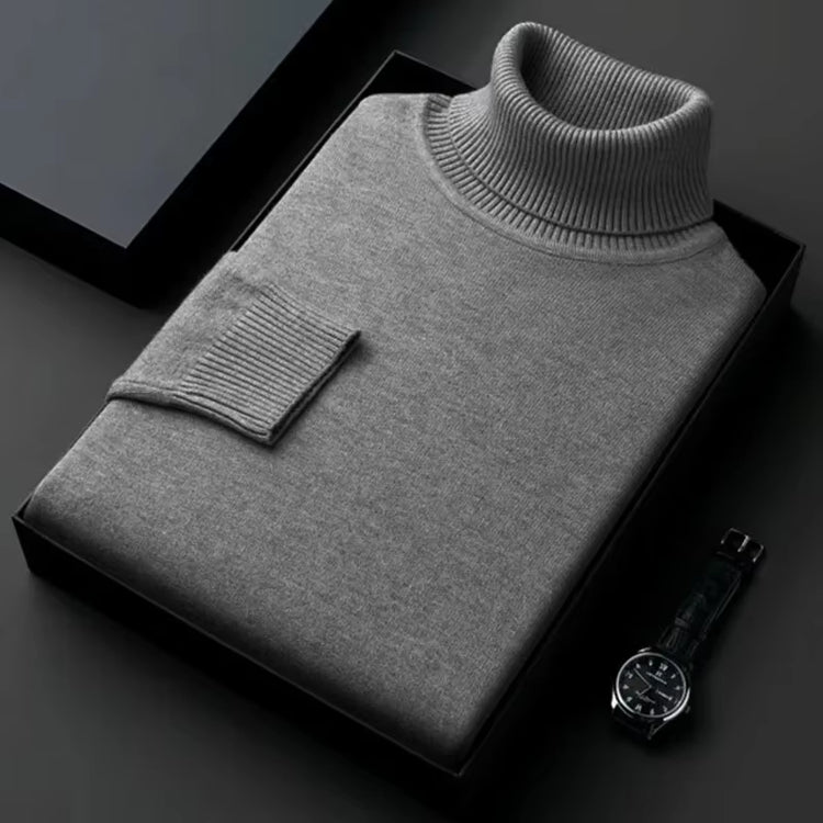 Mens Sweater High Quality Knitted Turtleneck Pullover Slim Fit Long Sleeve Warm Solid Color Casual Woolen Sweater Mens Clothing