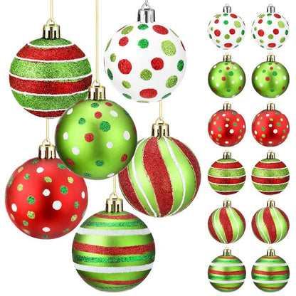 Christmas Ball Ornaments Set for Xmas Tree, Green Christmas Monster Decorations, Shatterproof Glittering Hanging Xmas Balls, Funny Lime Green Furry Christmas Decor, Cute Hanging Ornament with Red Bow, Holiday Party Home Wall Decor, Christmas Gifts