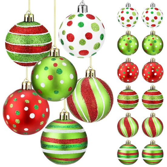Christmas Ball Ornaments Set for Xmas Tree, Green Christmas Monster Decorations, Shatterproof Glittering Hanging Xmas Balls, Funny Lime Green Furry Christmas Decor, Cute Hanging Ornament with Red Bow, Holiday Party Home Wall Decor, Christmas Gifts