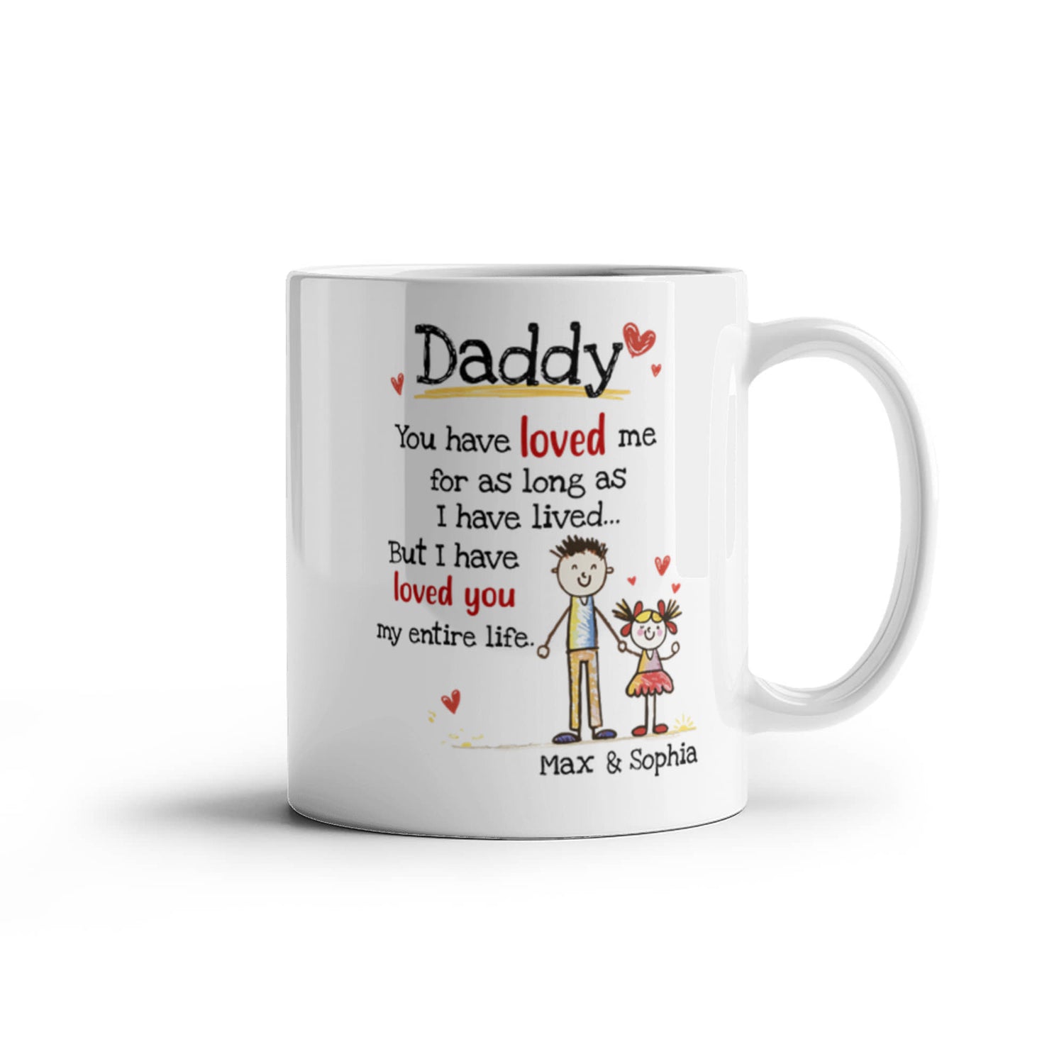 Daddy Personalized Mug from Kids – Custom Dad Coffee Mug with Kids Names, Sentimental Father’s Day Gift for Daddy