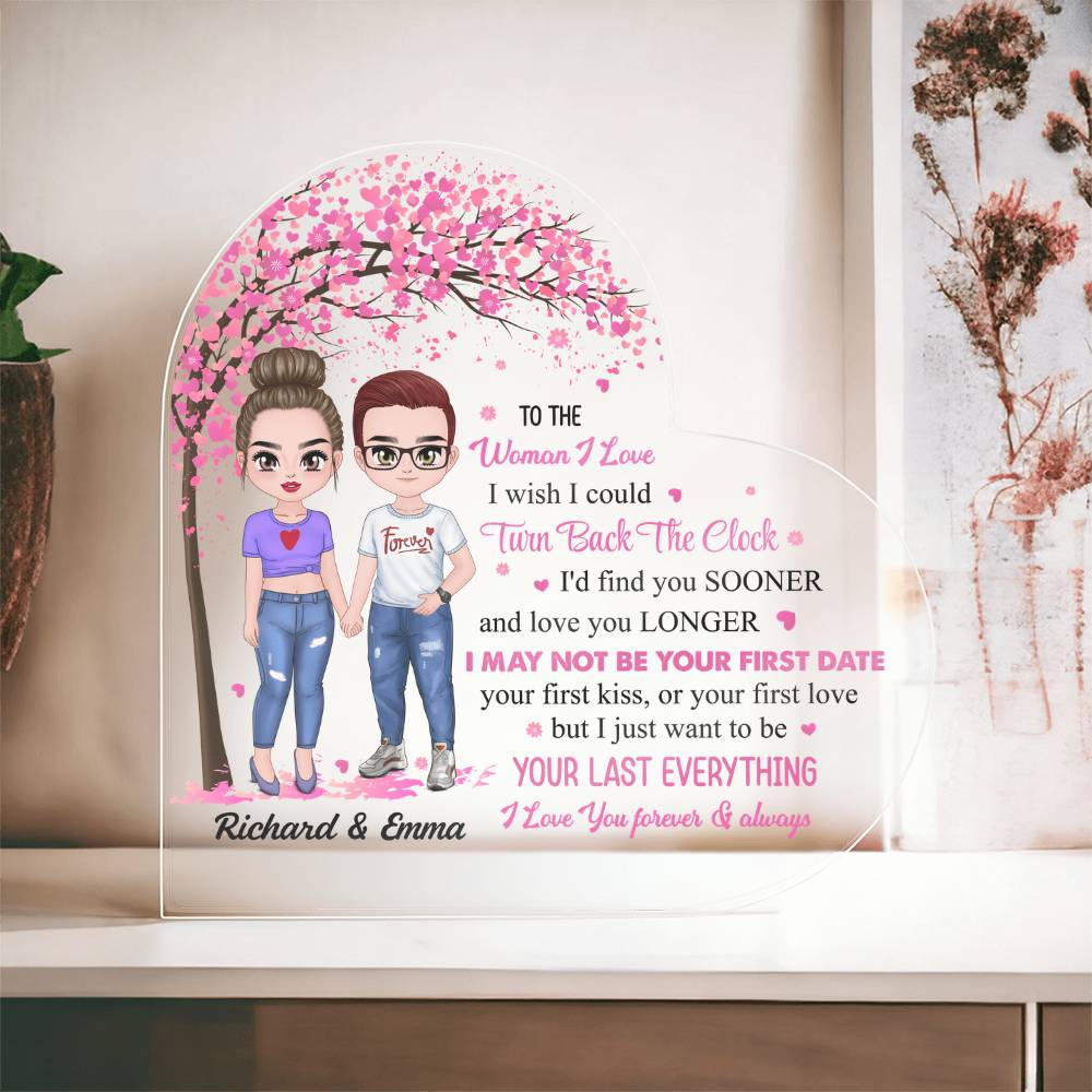 Personalized Valentine Heart Acrylic Plaque – Custom Couple Name &amp; Clipart Romantic Gift for Girlfriend, Wife or Partner