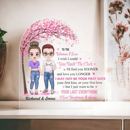 Personalized Valentine Heart Acrylic Plaque – Custom Couple Name &amp; Clipart Romantic Gift for Girlfriend, Wife or Partner