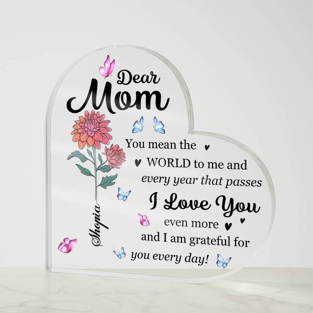 Personalized Dear Mom Acrylic Plaque – Custom Name Mother&