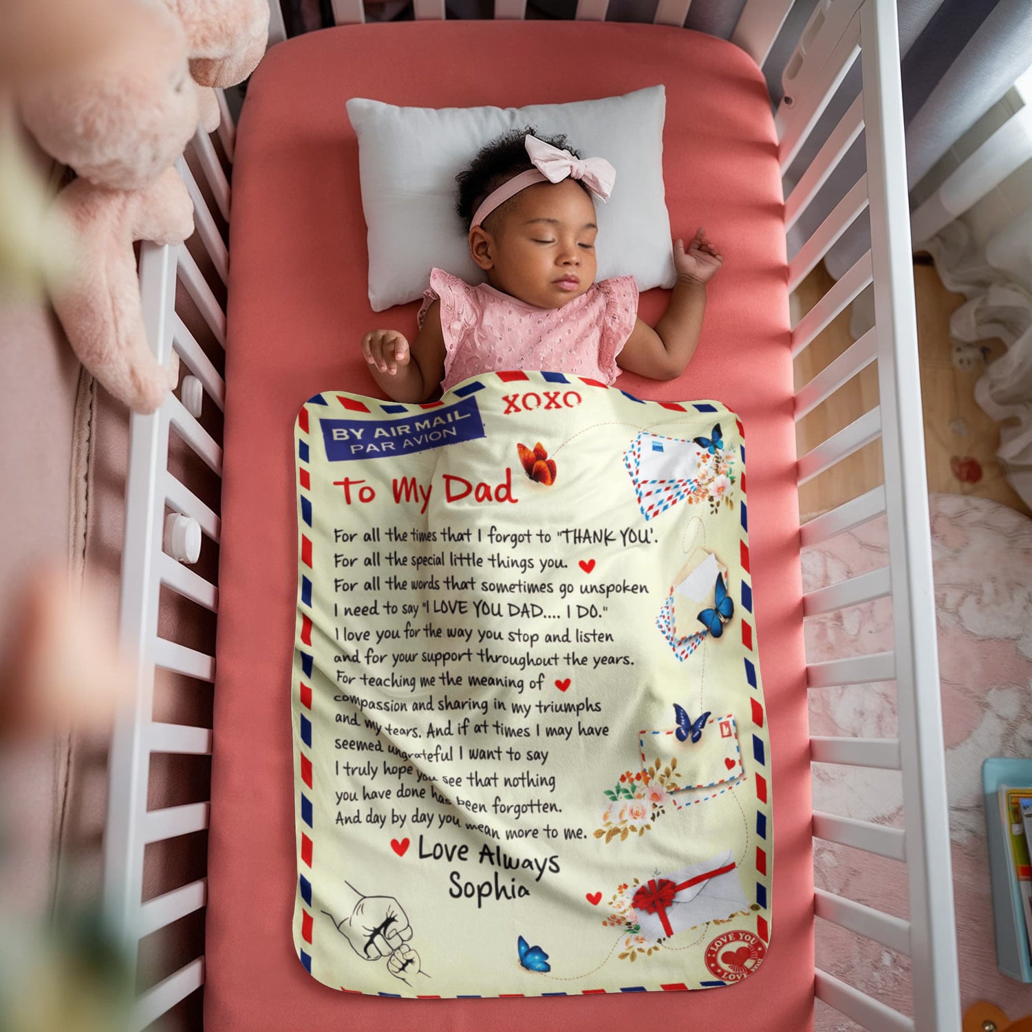 To my dad personalized blanket gift
