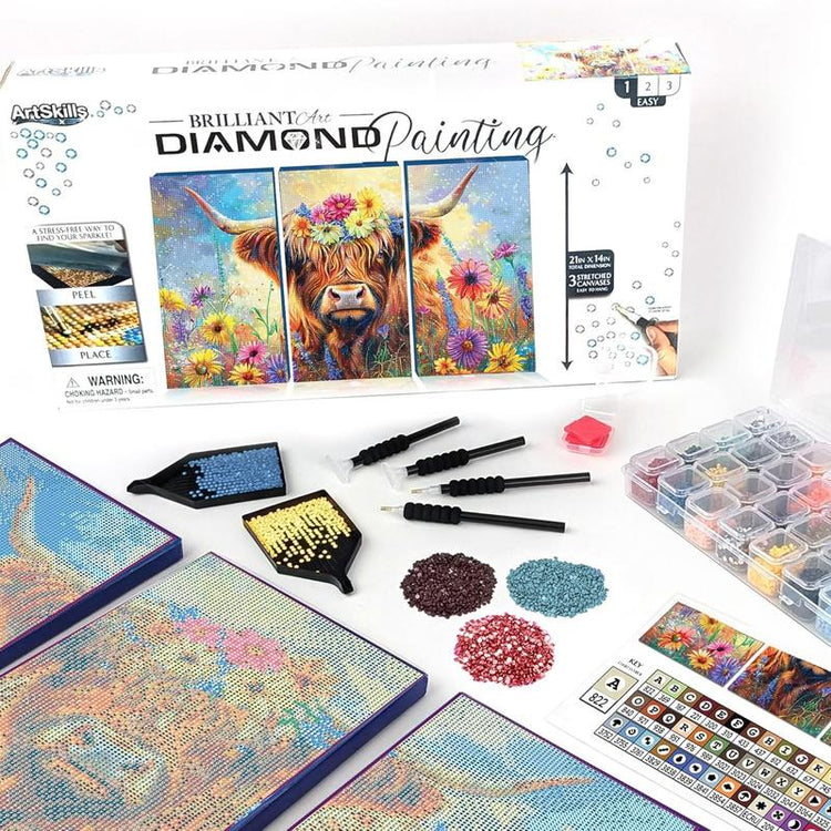 Artskills Diamond Painting Kits on Stretched Canvas 21" X 14" Complete Professional Set with Accessories for DIY Artistic Creations