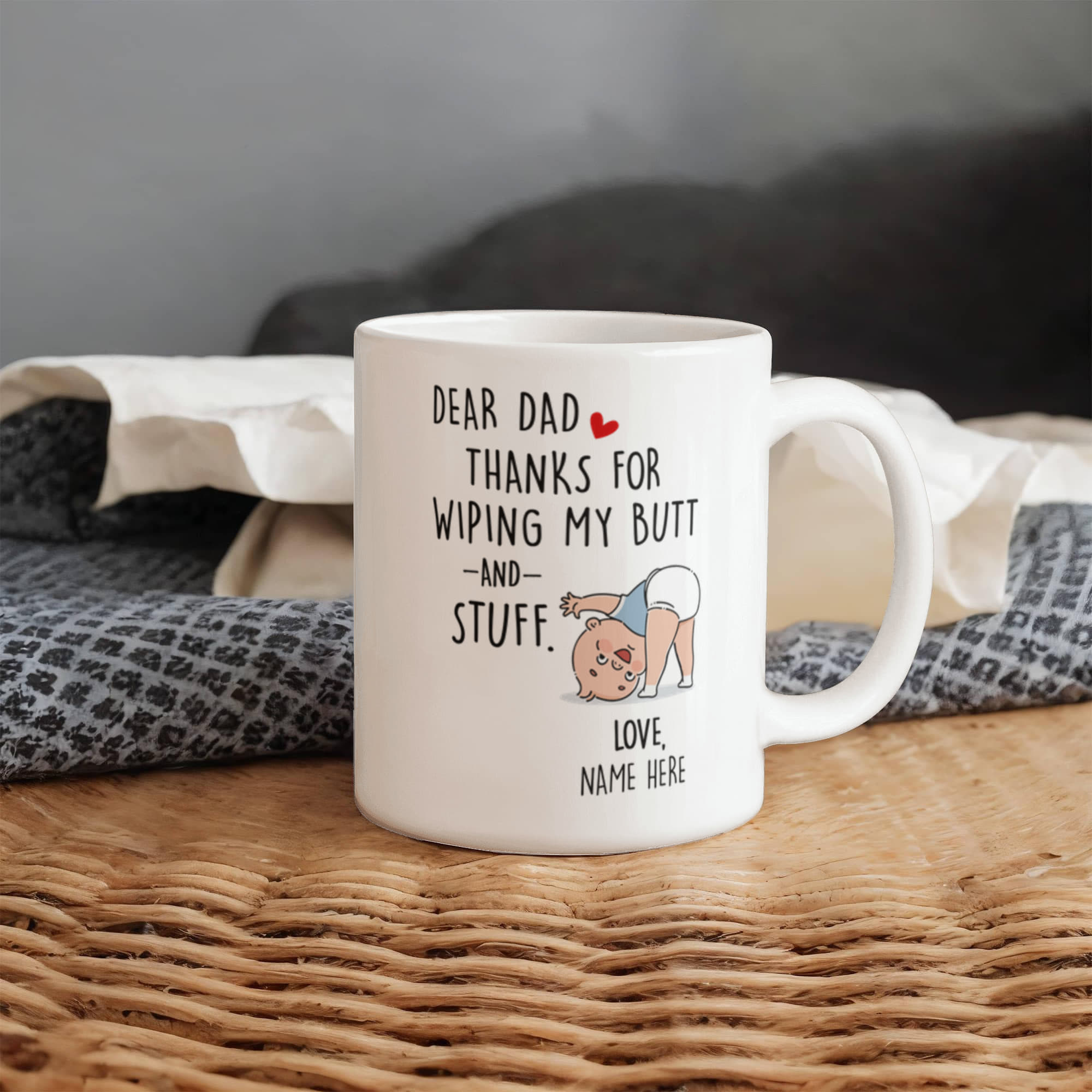 Funny Dad Mug from Baby – Personalized Thank You Dad Mug, New Dad Gift, First Father’s Day Coffee Mug