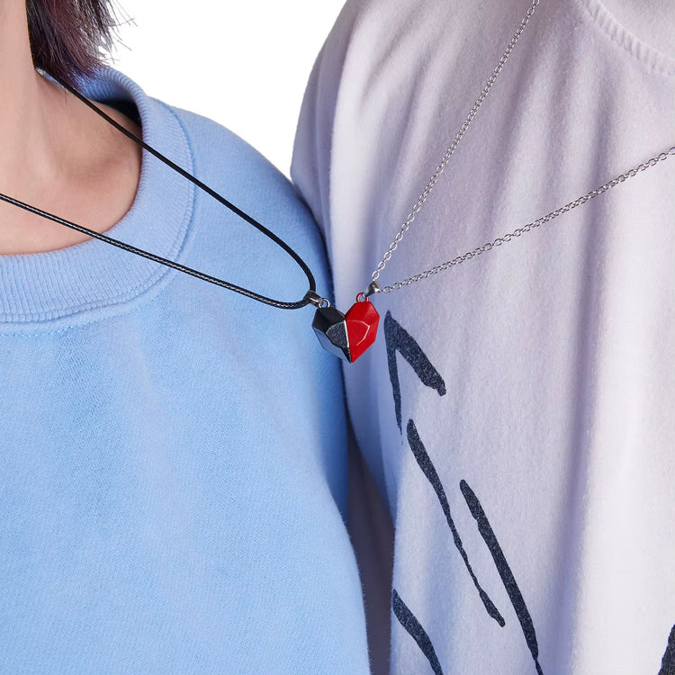 2Pcs Magnetic Heart Couple Necklace for Women Men Lover Valentine&