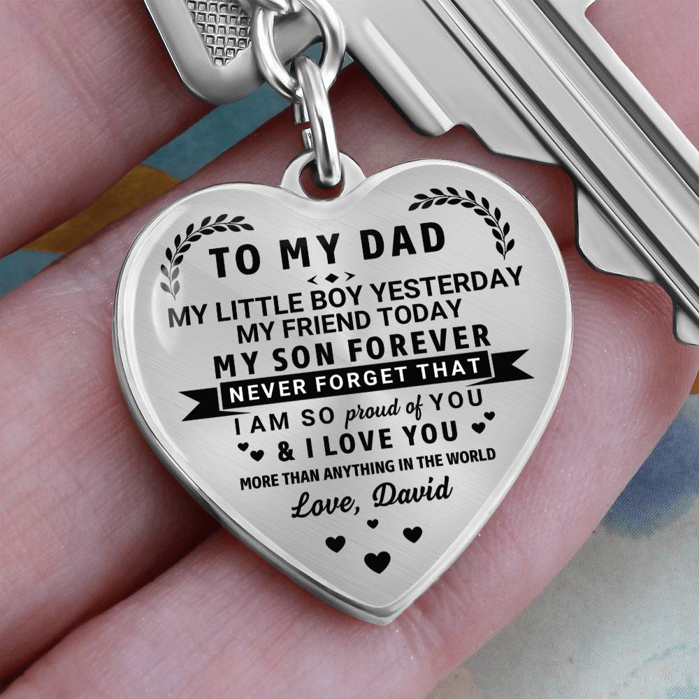 To My Dad Heart Keychain Gift from Son, My Son Forever Personalized Keepsake Gift