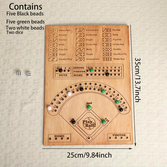 Baseball Dice Board Game Wooden Dice and Marble Board Game Interactive Double Battle Table Game Fun Sports Toy