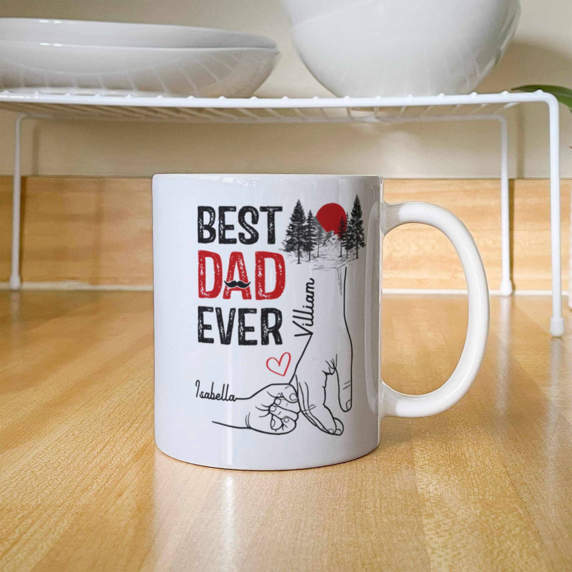 Best Dad Ever Personalized Mug – Custom Dad Coffee Mug with Kids Names, Father’s Day Gift from Kids