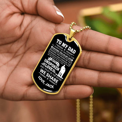 To My Dad Dog Tag Necklace - Personalized Emotional Father&
