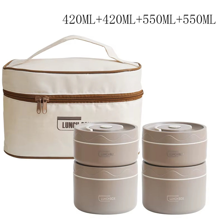 Portable Thermos Lunch Box Set Stackable Bento Box for Kids Adults School Picnic Fruit Salad Food Container Insulated Lunch Bag