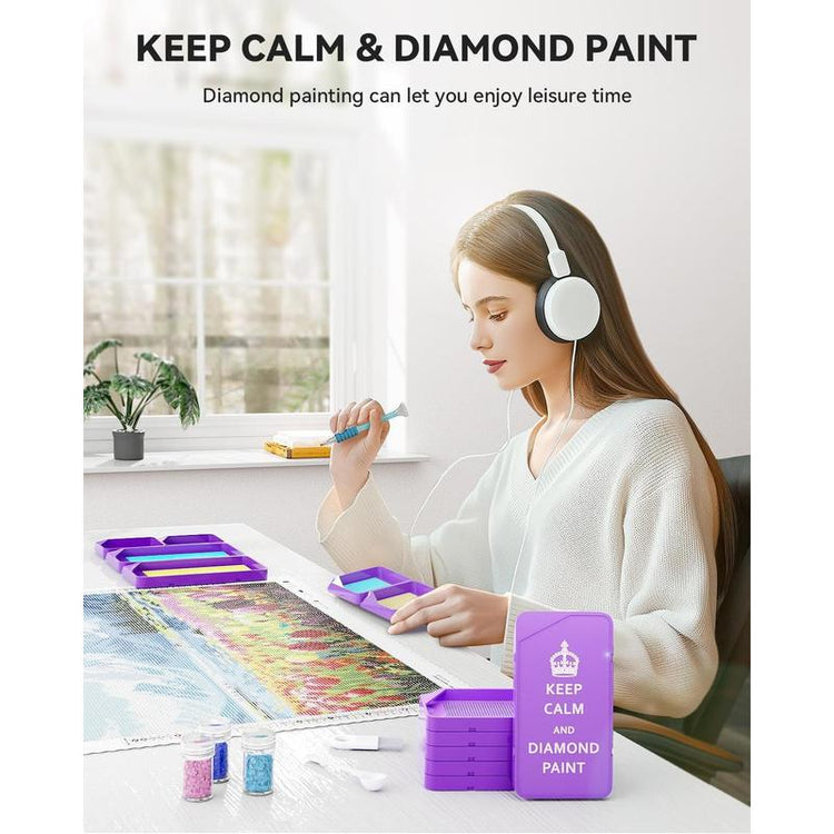 30-Piece Stackable Tray Set for Diamond Art Kits Adults Interlocking Painting Accessories and Tools(Purple)