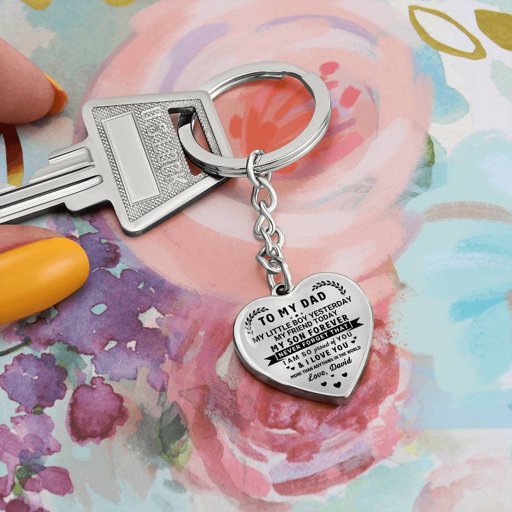 To My Dad Heart Keychain Gift from Son, My Son Forever Personalized Keepsake Gift