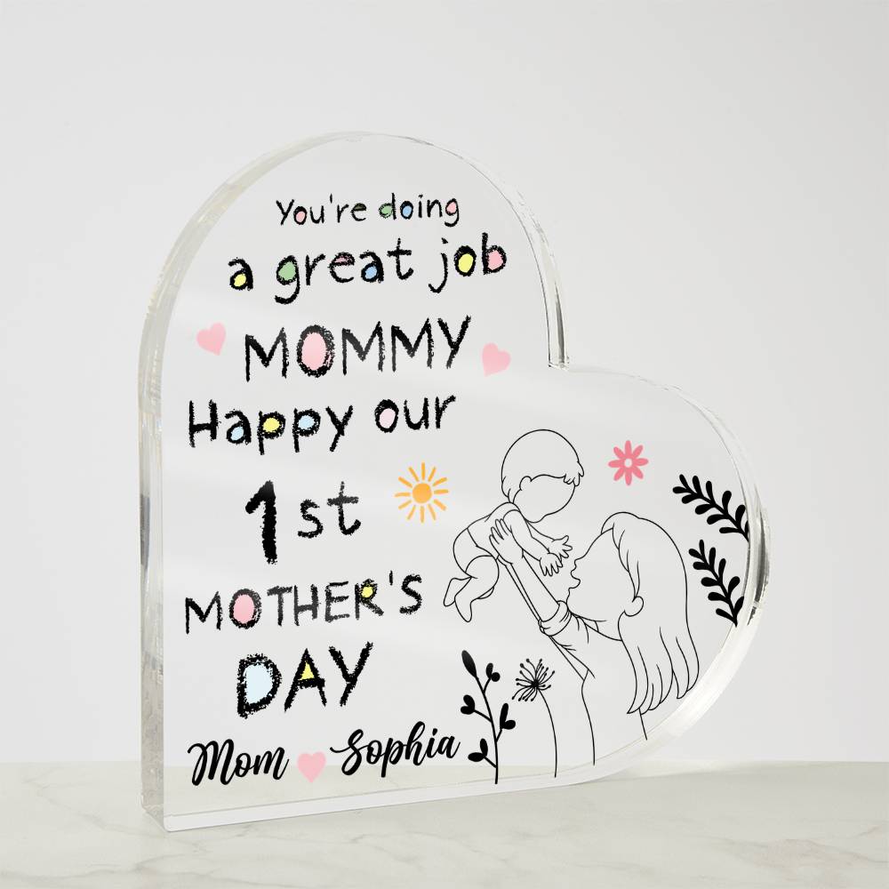 Personalized 1st Mother’s Day Acrylic Plaque – Custom Baby Gift